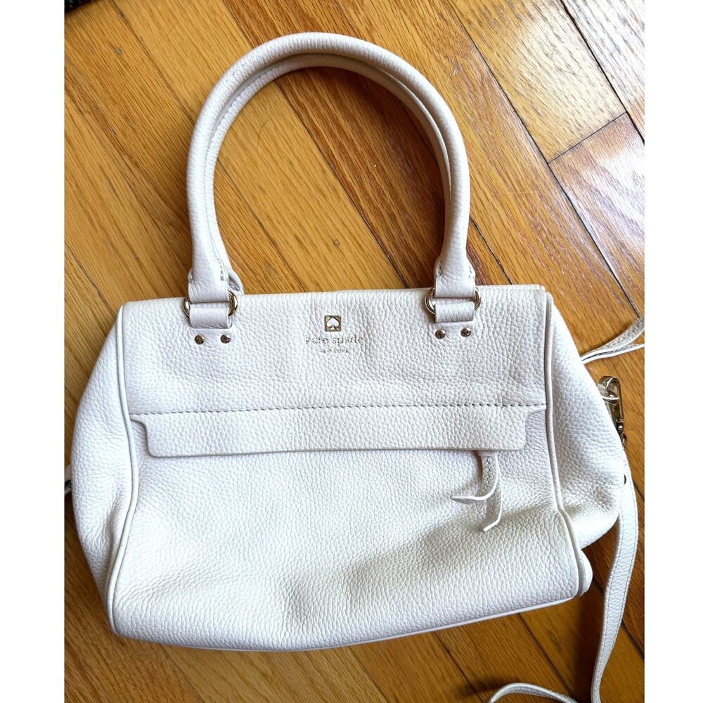 Kate Spade Grant Park Pebble Leather Handbag Satchel Purse Crossbody Blush Beige - Picture 3 of 10